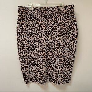 Palette Leopard-Print Pull On Womens Knit Pencil Bodycon Skirt